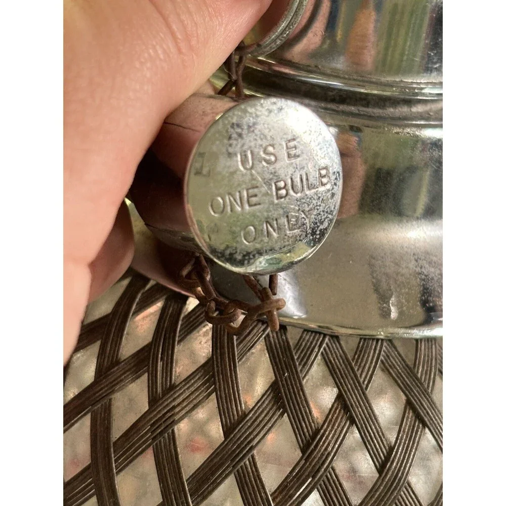 Vintage Art Deco Metal Wire Mesh Czech Glass Seltzer Bottle Sparklets USA NY
